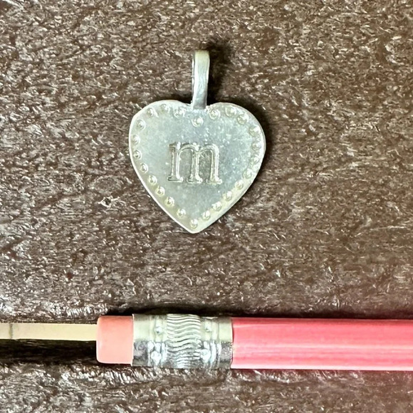 Silver Tone Pewter Initial Monogram M Charm Pendant Necklace - Picture 2 of 7